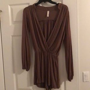 Boutique Taupe Long-Sleeved Romper